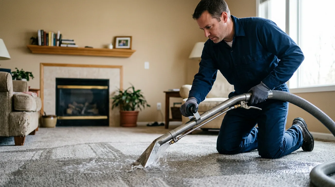 Water damage restoration technician working near Dresden, ME
